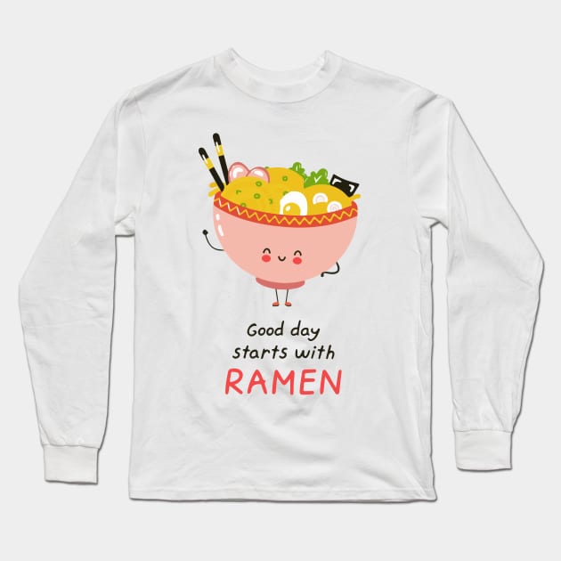 Kawaii Ramen Noodles Long Sleeve T-Shirt by sufian